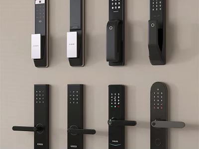 Smart Door Locks With Different Electronic Keypad Designs And Modern Styles 3d model