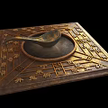 Decorative Ornament Set With Square Base Spoon Carved Characters And Bronze Patterns 3d model