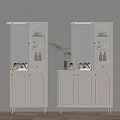 Cream wind partition shoe cabinet 3d model