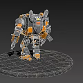 Yellow And Black Armored Mech Game Movie Character With Mechanical Design Standing Pose