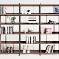 Modern Open Wooden Bookcase Featuring Multi Tiered Shelves With Books And Decor