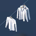 Two White Clothes Hanging On A Rope Against Blue Background 3d model