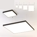 Modern Square Pendant Lights With White Panels Black Frames And Different Sizes For Interior 3d model