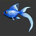 Animated Blue Fish Character 3D Model With Purple Eyes Red Lips And Shiny Scales
