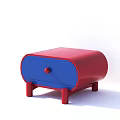 Modern Red and Blue Bedside Table with Drawer and Red Legs Design 3d model
