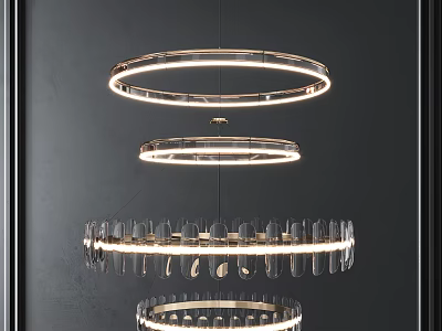 Modern Ring Design Chandelier With Metal Frame And Glass Decorative Elements 3d model