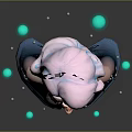 Magical Creature Character With White Blue Hair Ornate Blue Clothing And Glowing Green Purple Orbs