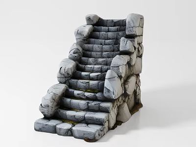 Rough Natural Stone Stairs With Stacked Steps In Garden Landscape Design 3d model