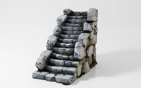 Stone Stair Steps Climb Cartoon Style Scene Decoration Beauty Chen Props Art Creative Game Scene Ornaments Hand-held Decorative Ornaments Atmosphere 3d model