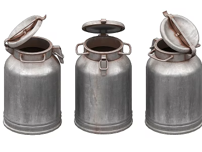 Ceramic Vessels with Lids Set of Three Vintage Metallic Finish Storage Containers 3d model
