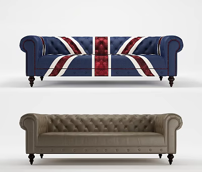 American Style Multi-Person Sofa Leather Art Sofa 3d model