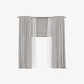 Light Gray Linen Curtains With Sheer Layer For Modern Window Decoration 3d model