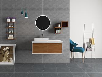 Modern wash basin simple bathroom cabinet 3d model