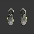 Gray Sporty Sneakers With Green Yellow Stripes And Gray Laces For Casual Style