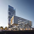 Modern Industrial Factory Building With Glass Curtain Wall And Green Courtyard Space Design