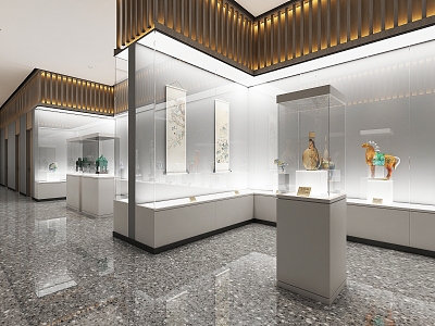 New Chinese Museum Cultural Relics Museum Exhibition Hall Cultural Relics Display Stand Cultural Relics Display Cabinet Cultural Relics Display Stand 3d model