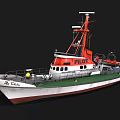 Pilot Boat With White Hull Orange Upper Structure And Navigation Equipment 3d model