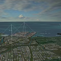 Aerial Planning View of Large Scale Green Landscape Roads Water Bodies and Facilities