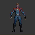 3D Character Model In Blue Red Costume With Yellow Chest Emblem And Black Gloves Boots