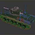 Green Military Tank With Tracks Turret Antenna And Detailed 3D Model Design