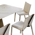 Modern Dining Table Set With Upholstered Chairs And Metal Frame Design 3d model