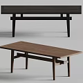 Minimalist Wooden Dining Tables With Modern Leg Design And Natural Finish 3d model