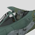 Military Fighter Jet With Camouflage Paint Shark Mouth Design And Cockpit Emblem