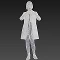 A Woman In White Coat Making Heart With Hands Gray Dress Blue Tights Gray Shoes