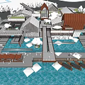 Scenic Waterfront Development With Modern Buildings Pier And Moored Boats