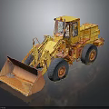 Yellow Heavy Duty Construction Loader With Front Bucket And Large Tires