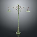 Vintage Green Floor Lamp With Two Curved Metal Lamps And Stable Base
