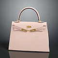 Pink Classic Handbag with Gold Lock and Handle Elegant Design for Fashionable Outfits