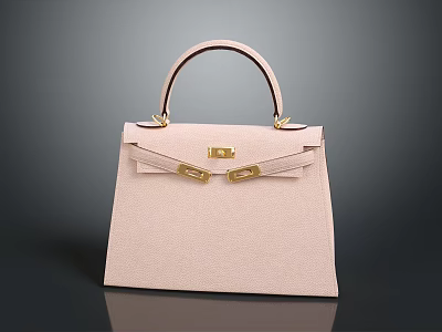 Pink Classic Handbag with Gold Lock and Handle Elegant Design for Fashionable Outfits 3d model