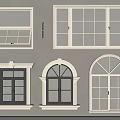 Various Casement Windows With Classic Frames And Distinct Glass Pane Designs 3d model