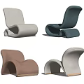 Modern Leisure Chairs With Curved Design Upholstered Fabric And Wooden Base In Multiple Colors