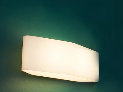 White Modern Wall Sconce Mounted On Green Wall With Soft Illumination 3d model