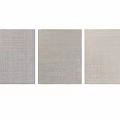 Light Colored Square Rugs With Different Textures Stacked On White Background
