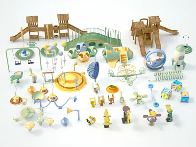 Colorful Children's Play Area With Slides Climbing Structures Swings And Interactive Equipment 3d model