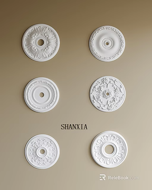 SHANXIA Ceiling Medallions Featuring Various Ornate Carved Patterns For Interior Decoration 3d model