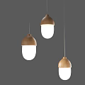 Modern Pendant Light With Three Copper Base White Shade And Square Black Frame 3d model