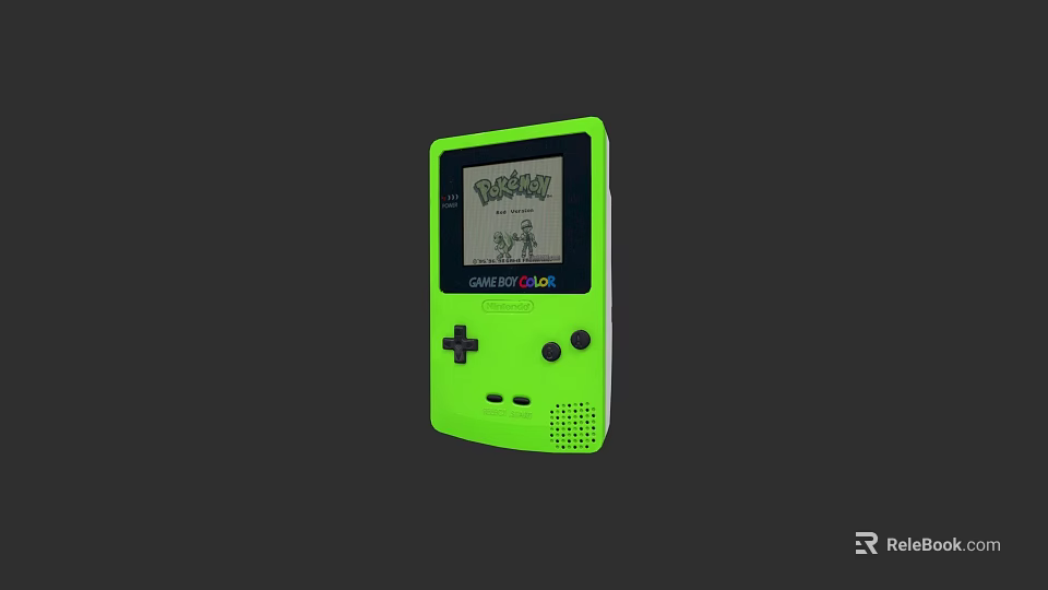 Green Handheld Electric Toy Game Console With Pokemon Charizard 3d model 