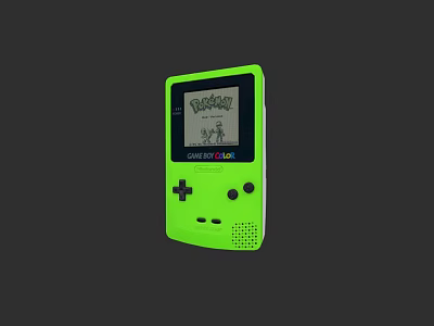 Green Handheld Electric Toy Game Console With Pokemon Charizard 3d model