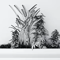 Lush Bonsai Potted Plants With Various Green Foliage In Rectangular Wooden Container
