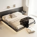 Minimalist Modern Double Bed With White Bedding Black Throw Blanket Bedside Shelves And Natural Light