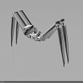 Silver Mechanical Spider With Long Metallic Legs And Robotic Structure 3d model