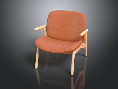 Modern Brown Upholstered Accent Chair with Armrests and Light Wooden Legs for Contemporary Living Space 3d model