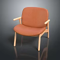 Modern Brown Upholstered Accent Chair with Armrests and Light Wooden Legs for Contemporary Living Space
