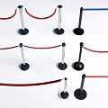 Different Stanchion Designs with Red Blue Ropes and Black Silver Bases