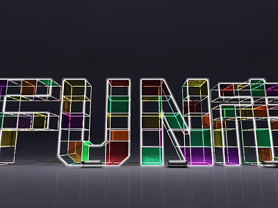 Colorful 3D FUN Letters Composed Of Square Blocks Modern Art Design 3d model