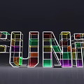 Colorful 3D FUN Letters Composed Of Square Blocks Modern Art Design